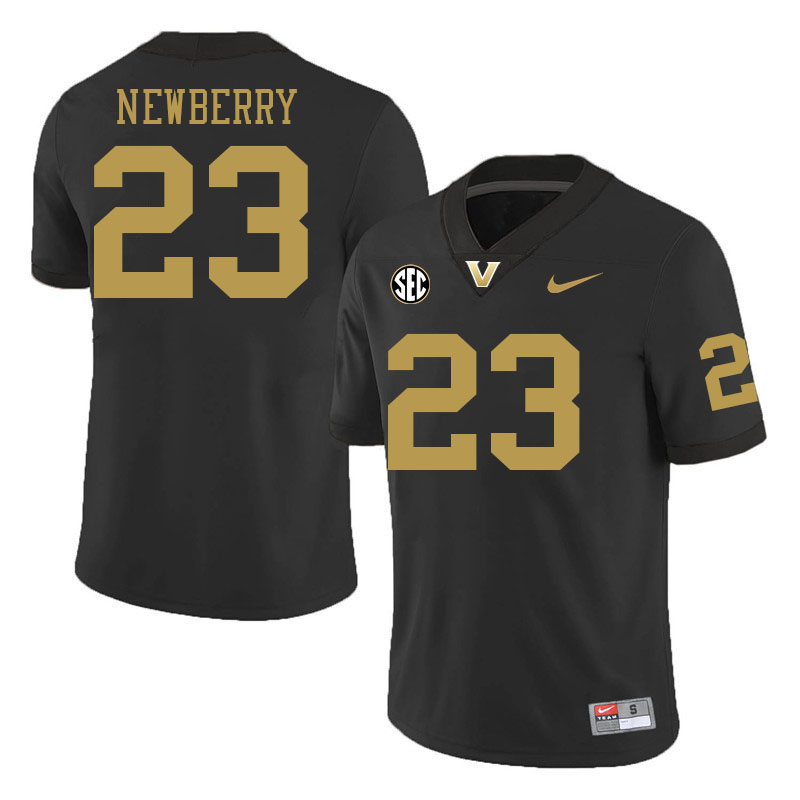 Vanderbilt Commodores #23 AJ Newberry College Football Jerseys 2024 Uniforms Stitched-Black